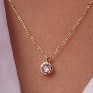 Colgante solitario de zafiro rosa, plata de ley 925, chapado en oro de 14 quilates, colgante de piedra de nacimiento de septiembre para mujer - Product Image 1