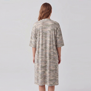 Women's Camouflage Maternity Robe Knee-Length Three Quarter Sleeve V-Neck Loose Fit Breathable Knitted Sleepwear Night Gown Robe - Product Image 2