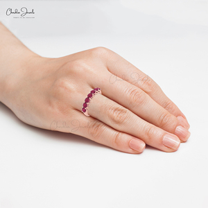 <b>Top</b> Wholesale Suppliers Natural 3mm Round Cut Pink Tourmaline Half Eternity Band Ring In 14k <b>Rose</b> Gold Wedding Engagement Ring - Product Image 5