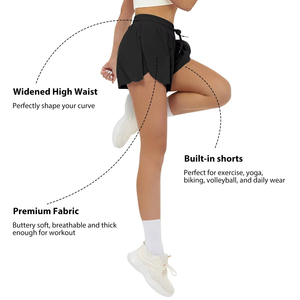 Shorts de sport athlétiques pour femmes, taille mi-haute, avec logo personnalisé, 2-en-1, respirants, coupe ajustée, pour le yoga, la course, l'entraînement, le golf et le tennis, motif papillon tendance - Product Image 4