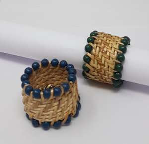 N S Tomar Handicrafts - Anillo para Servilletas de Bambú con Diseño de Flor, Ecológico, de Fibra de Bambú, 4.5 cm, para Camping - Product Image 1