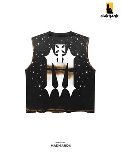 Black Galaxy Graphic Sleeveless Set | Oversized Streetwear Tank <b>Top</b> & Shorts | Rhinestone Vintage Two Piece Set| OEM Private - Product Image 2
