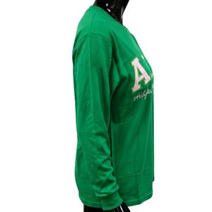 เสื้อยืดแขนยาวสีเขียวลายกราฟิกสำหรับผู้หญิง สไตล์ลำลอง แฟชั่นสตรีทแวร์ ผ้าฝ้าย เสื้อยืดเก๋ไก๋ เสื้อผ้าผู้หญิง ขายส่ง - Product Image 3