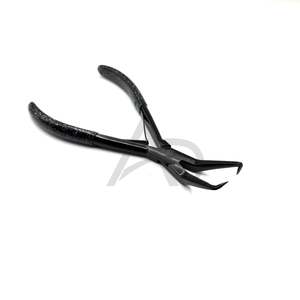 Pince à micro-perles en acier inoxydable, prise en main parfaite, pour extensions capillaires, à bec courbé - Product Image 1