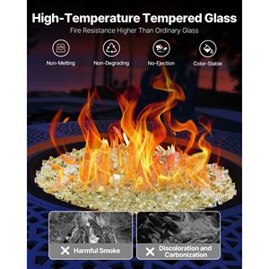 Vetro refrattario per alta temperatura 10 LBS/4.5 KG, pietre riflettenti per caminetto da 1/2 pollice/12.7 mm, vetro per braciere senza fumo - Refrattario Premium - Product Image 3