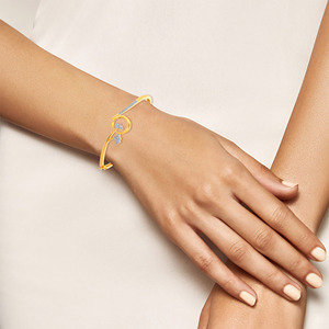 Elegant Floral Diamond Gold Bangle Bracelet for Women | Designer Yellow Gold Bracelet - Product Image 3