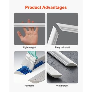 Kit di 3 Modanature in Polistirolo Leggero Verniciabile per Pareti Interne, Facile Installazione, Pannelli Decorativi - Product Image 4