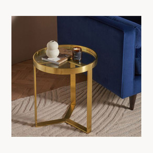 Table d'appoint moderne en métal et verre, élégante, nouvelle arrivée, table d'appoint en fer de qualité supérieure, design personnalisé, vente en gros - Product Image 2