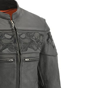 แจ็คเก็ตหนังแท้คุณภาพสูงสำหรับผู้ชาย ขายตรงจากโรงงาน แจ็คเก็ตหนังแบบมีซิปสำหรับผู้ใหญ่ - Product Image 3