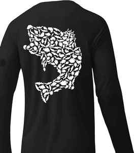 Chemise de pêche à manches longues pour homme, noire, impression par sublimation, protection UV UPF 50, 100 % polyester, séchage rapide, haut de performance - Product Image 1