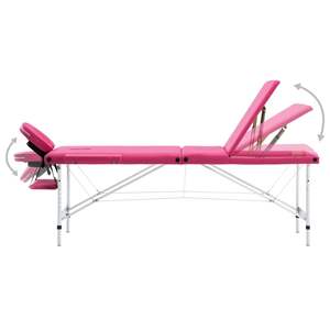Table de massage pliable en aluminium rose avec 3 zones pour usage domestique ou professionnel - Product Image 3