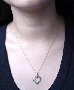 2-PC. Juego de collar con colgante de corazón de diamante y pendientes colgantes a juego (1/5 CT. T. W.) en plata de ley chapada en oro de 14K, exclusivamente - Product Image 4