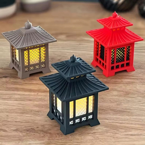 Metal Square Japanese Pagoda Lanterns With LED Light For Indoor Home Decoration - Product Image 1