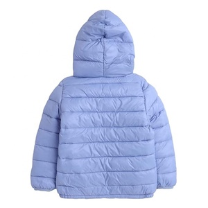 <b>Light</b> Blue Hooded <b>Puffer</b> <b>Jacket</b> Unisex Casual Winter Zipper Closure Windproof Polyester Wadding Regular Fit Solid Color - Product Image 5