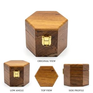 Caja Hexagonal de Madera Maciza Hecha a Mano con Acabado Pulido, Decoración de Mesa Estilo Antiguo - Product Image 2