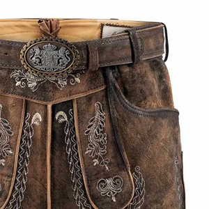 Pantalones Cortos Bávaros de Cuero de Cabra con Diseño a Cuadros y Aspecto Antiguo para Hombre, Cintura Media, Transpirables, para Oktoberfest, Todas las Tallas - Product Image 5