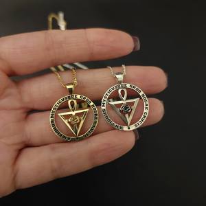 Colgante BOJ RCJ 009 Victoriano Personalizado Rosacruz Hecho a Mano en Plata de Ley, Cruz de la Rosa, Símbolo Alquímico, Precio Bajo en Oferta - Product Image 1