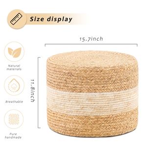 Poggiapiedi Quadrato Bianco Fatto a Mano in Giacinto d'Acqua Naturale con Contenitore per Arredamento Casa e Uso Alberghiero - Product Image 2