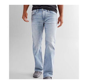Jeans de Mezclilla Azul para Hombre, Corte Regular, Elásticos, Estilo Desgastado, para Uso Casual, Cómodos y Elegantes, Tela de Algodón Gruesa - Product Image 1