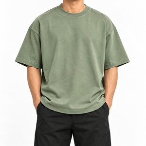T-shirt homme ample à col rond, manches courtes, couleur unie, 100% coton, coupe ample, épaules tombantes - Product Image 6