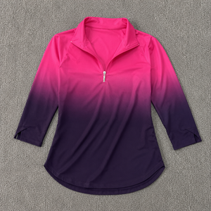 Chemise de golf à manches longues pour femmes, à fleurs, avec fermeture éclair sur le côté, protection UV, séchage rapide, extensible, haut de performance pour le golf - Product Image 2