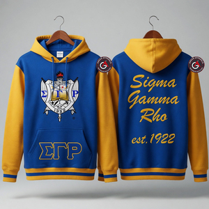 Sigma Gamma Rho logotipo personalizado 2024 nuevo diseño mujeres Sudadera con capucha de gran tamaño de alta calidad impreso algodón cómodo vestido largo con capucha - Product Image 1