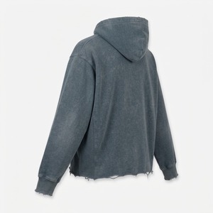 Vintage Wash Hoodie Men's Cotton Oversized <b>Drop</b> Shoulder Raw Hem Cropped <b>Sun</b> Faded Hoodie Streetwear Pullover Hoodies for Men - Product Image 3