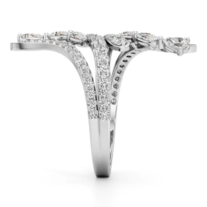 White <b>Gold</b> Diamond <b>Cocktail</b> <b>Ring</b> Pear Cut Pave Setting Rhodium Plated Luxury Women's Engagement <b>Ring</b> - Product Image 3
