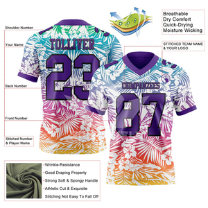 Maillot de football américain personnalisé pour homme, violet et noir, col en V, manches courtes, sublimé, 100 % polyester, anti-humidité, uniforme d'équipe - Product Image 5