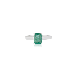 Solid 925 Sterling <b>Silver</b> 8x6 mm Octagon <b>Emerald</b> Gemstone Prong Set May Birthstone <b>Ring</b> For Women's - Product Image 1