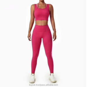 Conjunto deportivo de yoga sin costuras para mujer, talla grande, top corto y leggings de alta elasticidad, impermeables, conjunto de dos piezas para gimnasio. - Product Image 6