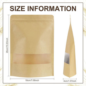 Bolsas de papel kraft con ventana de 6 x 9 pulgadas, bolsas resellables con cierre de cremallera, bolsas kraft verticales para envasado de alimentos - Product Image 5
