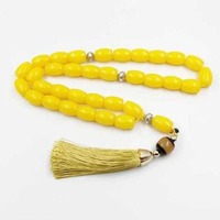 Collier de prière musulman Misbaha Kazaz, bijoux islamiques de mode pour femme, cadeau de l'Aïd, avec pompon et perles de verre, 99 perles, Tasbih Allah