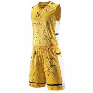 Vêtements de sport de couleur jaune pour adultes, ensembles de maillots et shorts de basket-ball, uniformes de basket-ball - Product Image 2