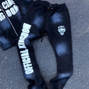 Survêtement d'hiver grande taille de qualité supérieure, effet délavé, broderie usée, à capuche, pour jogging, logo personnalisé, streetwear uni - Product Image 2