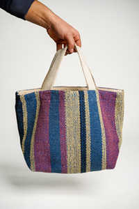 Bolso Tote de Hombro Abierto de Algodón Tejido Terry Duradero con Patrón de Rayas Personalizado, Suministro al por Mayor OEM ODM para Exportación - Product Image 3