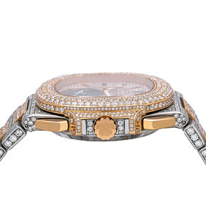 Montre Moissanite Iced Out Série Hip Hop Diamant VVS Acier Inoxydable Verre Quartz Revêtu Bracelet 20mm - Product Image 3