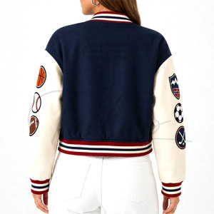Chaquetas Varsity de Lana Cortas para Mujer, de Alta Calidad, a la Moda, Transpirables, Bordadas, de Manga Larga para Damas - Product Image 5
