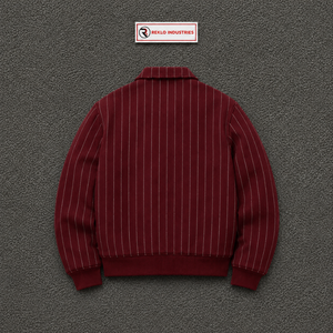 Chaqueta Varsity de Lana a Rayas Marrones Personalizada para Hombre, Chaqueta Bomber con Puños Acanalados, Ropa de Calle de Invierno, Proveedor Mayorista de Moda - Product Image 6