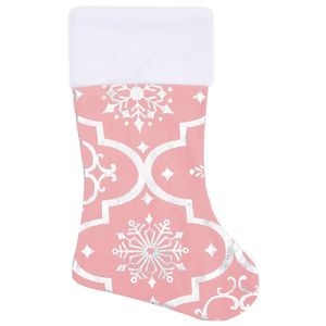 Lusso 4 ft tessuto rosa albero di natale gonna festiva decorazioni natalizie con disegno calzino - Product Image 4