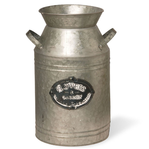 Simple Design <b>White</b> Wash Galvanized Flower Vase With Handles High Quality Flower Vase For Best Exporter In India - Product Image 2