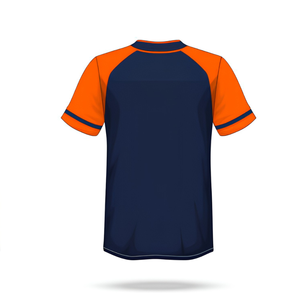 Maillot de baseball personnalisé unisexe pour adulte, manches courtes, boutonné sur le devant, orange et bleu marine, en polyester, uniforme d'équipe - Product Image 3