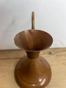 Vintage Copper Water <b>Jug</b> With Brass Handle And Band Solid Color Metal Pitcher For <b>Drinks</b> 10–12.9 In Height - Product Image 4