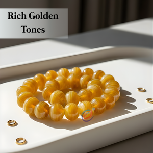 Guirnalda de Cuentas Sueltas de Vidrio Amarillo Premium en Forma de Rondelle |   Guirnaldas Decorativas Elegantes (16-18mm 8 pulgadas) para Decoración del Hogar, Fiestas y Manualidades - Product Image 3