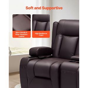 Divano Reclinabile Manuale a Due Posti con Portabicchieri e Porte USB, in Ecopelle PU, con Console Centrale - Product Image 5