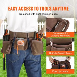 Cintura Porta Attrezzi in Pelle con 13 Tasche, Regolabile 29-54 Pollici, con Doppio Anello per Martello, Borsa Porta Utensili Resistente, Personalizzabile OEM - Product Image 4