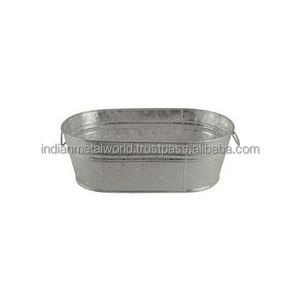 Attractive <b>Galvanized</b> Metal Planters Rustic Iron Garden Planter With Handles Metal Big <b>Tubs</b> for Garden Supplies - Product Image 4