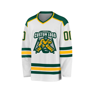 Maillot de hockey personnalisé pour hommes, rayé gris et marron, col en V, manches longues, avec logo imprimé, numéro 00 - Product Image 3