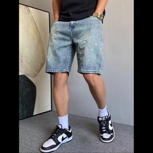 Men's Summer American High Street Denim <b>Shorts</b> Slim Fit 5-Point Casual Mid Pants Fashion - Product Image 3