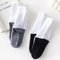Chaussettes scolaires unisexes personnalisées en coton 100 %, motif vintage, blanches et noires, pour tout-petits/enfants, écologiques, style sportif, vente en gros